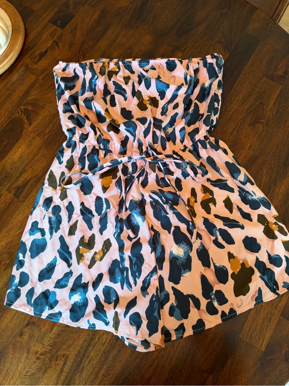 Girls Pink Animal Print Strapless Romper